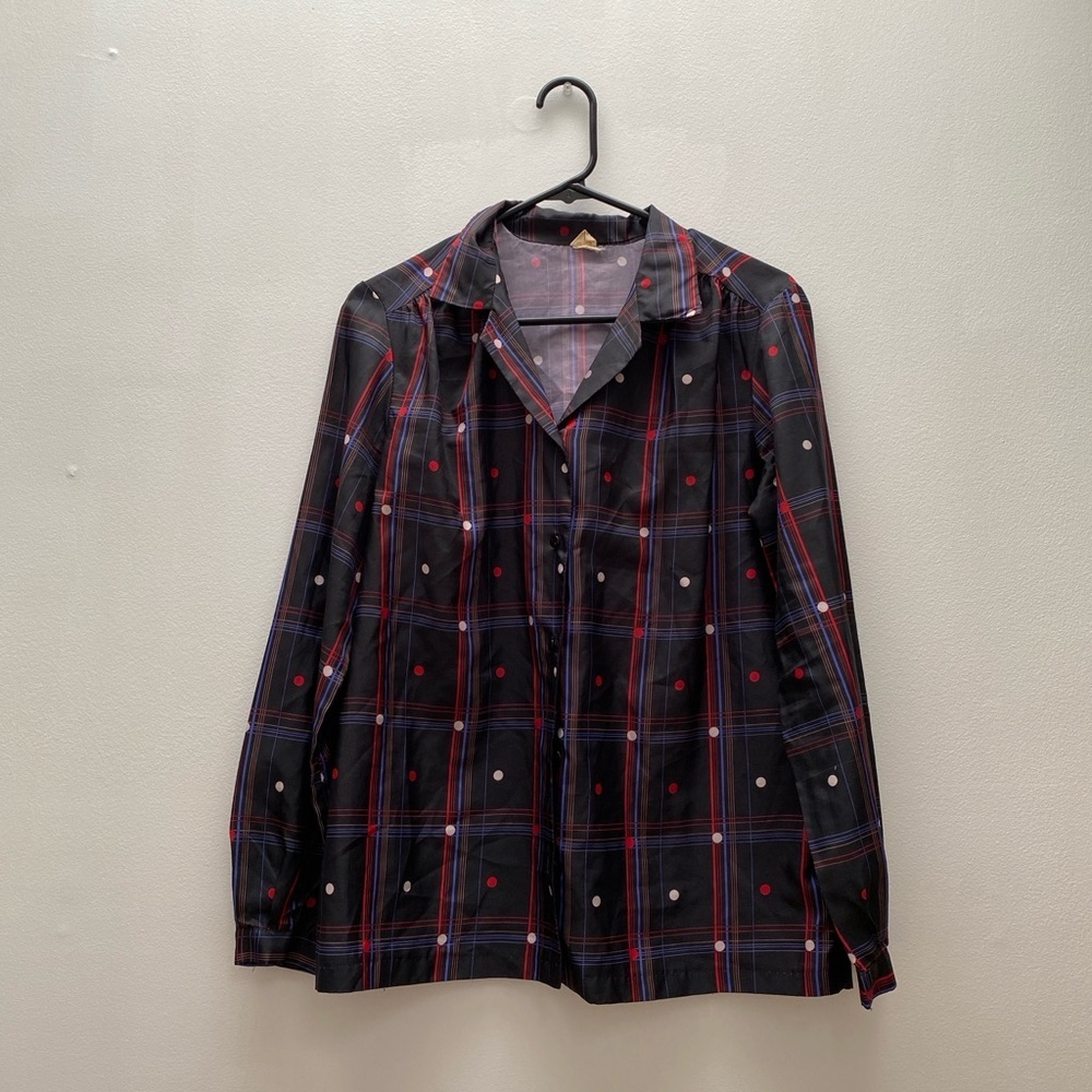 Vintage - Funky Pattern Retro 1980’s Button Down Blouse